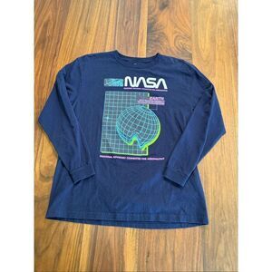 Hyper Space Boys' Navy Blue NASA 100% Cotton Long Sleeve T-Shirt Size 16